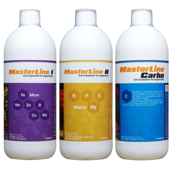 Masterline Dünger Komplettset | Mikro 1 + Marko 2 + Carbo - 1000ml