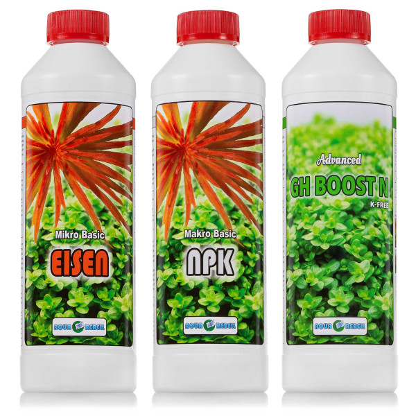 Aqua Rebell NPK + Eisen + GH Boost N | Aquarium Basic Dünger Set inkl. Dosierpumpe - 500ml
