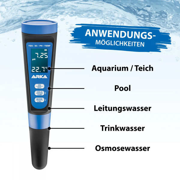 ARKA myAQUA® pH/TDS/EC-Messgerät Anwendung